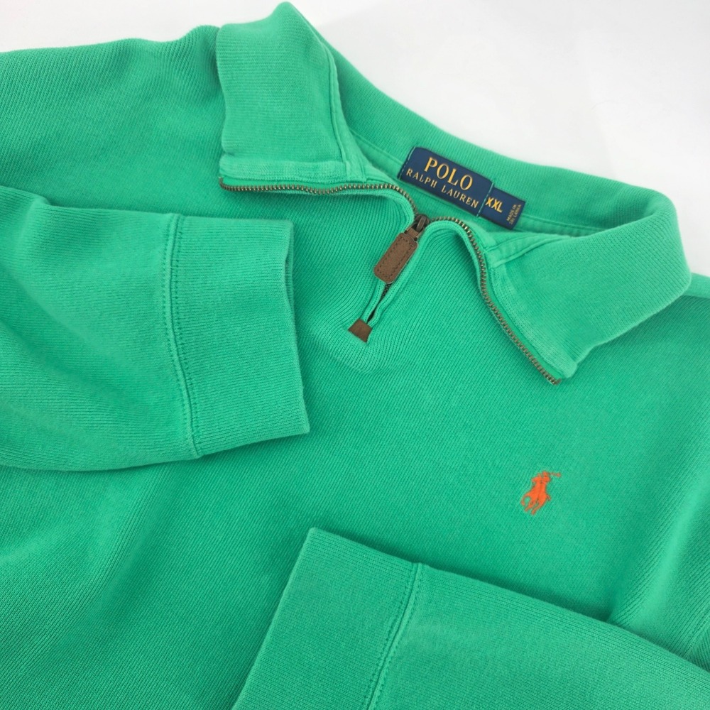 Polo Ralph Lauren Quarter Zip Mens XXL Classic Heritage Cotton Green Pullover